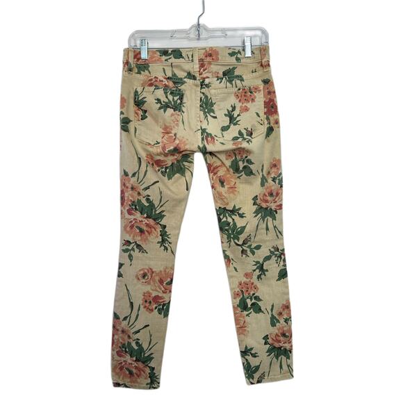 Current Elliott Ivory Floral Straight Skinny Low Rise Stretch Jeans Size 25-0 - Picture 4 of 10